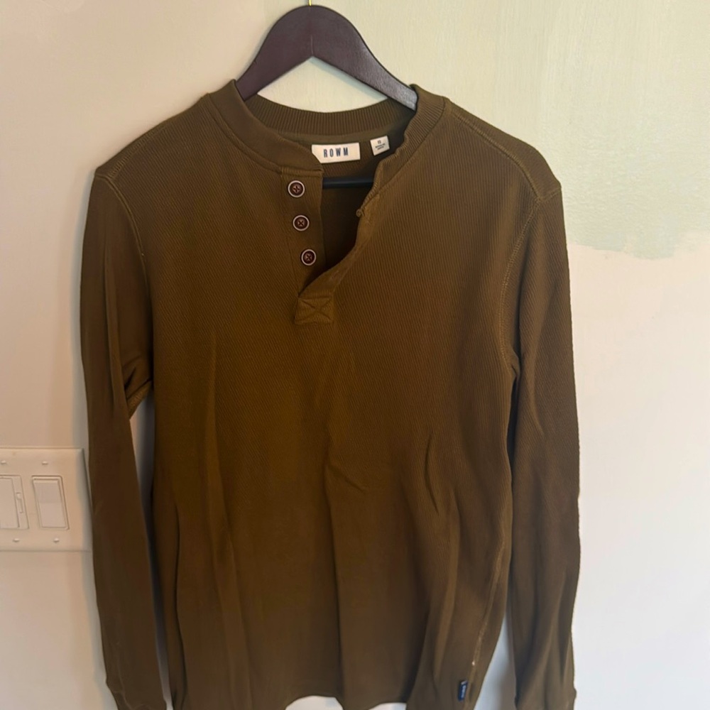 Men’s ROWM knit thermal olive green size small